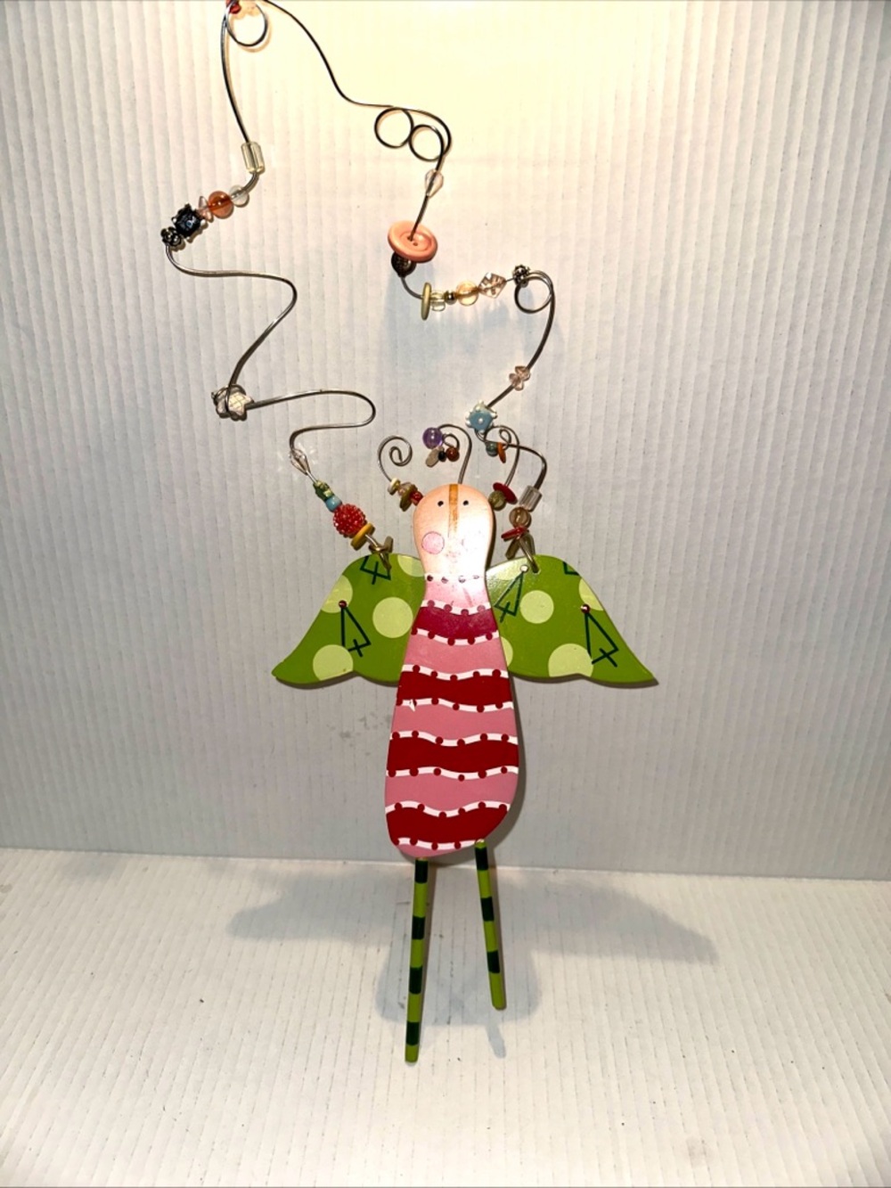 Hanna Ella for Silvestri Whimsical wooden Striped halo Angel wire & beadwall art